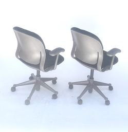 Pair of Herman Miller Equa Chair Green with Casters with Adjustable Height