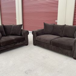 Deep Brown Sofa & Loveseat Set