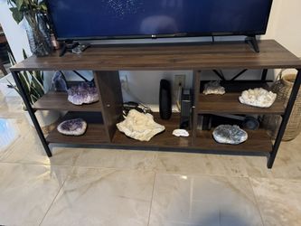 Modern TV Stand / Media Console – Wood & Black Metal