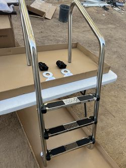 Pool Ladder, 304 Stainless Steel Swimming Pool Ladder, Heavy Duty Pool Escalator, 3 Step Pool Pedal Ladder, for Above Ground Pools Stair Entry System,