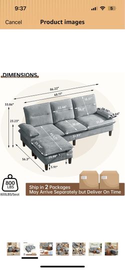 Chenille sofa w ottoman