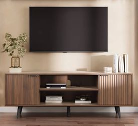 Modern TV Stand with Storage Cabinet, Wood Fashionable TV Cabinet, Entertainment Center TV Stand for TV, Living Room
