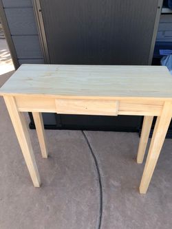 Unfinished Wood Console Table with Drawer