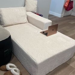 Modern Cream Chaise Like New - PERFECT Condition - Pickup ASAP