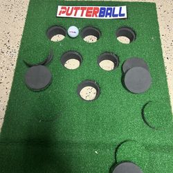 PutterBall Original Golf Putting Game Set – Backyard 12 ft Putting Green Pong Style Golf Mat with 2 Putters, 1Ball & Hole Covers (PutterBall Original)