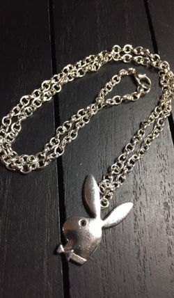 20” Shiny Silver Necklace with Antique Silver Playboy Bunny Pendant