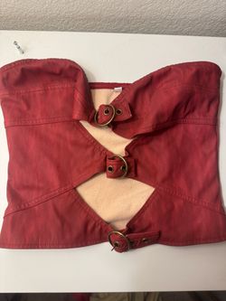 Red outing button top