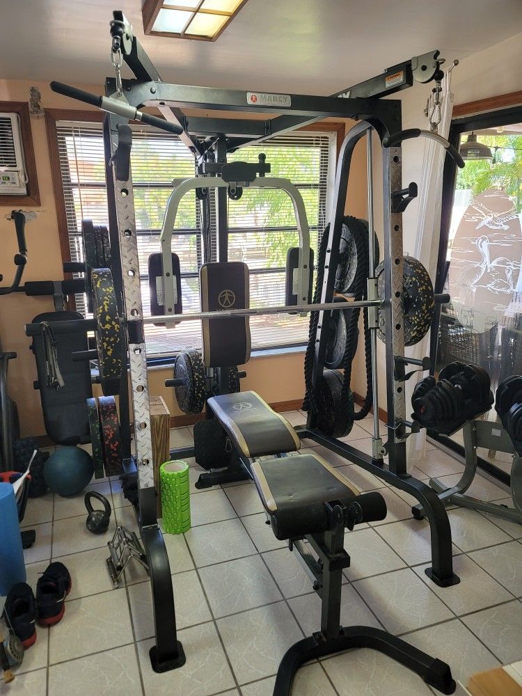 Smith Machine With Rubber Weights Gym Equipment 