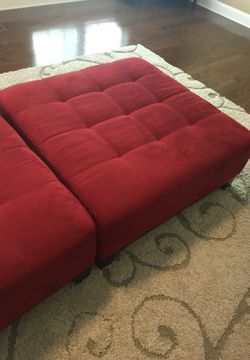 Suede red rooms to go ottomans