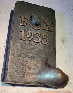 Antique 1935 FOX Branded Bronze Boot Jack (?) 20.10 LB 14.5" x 8"