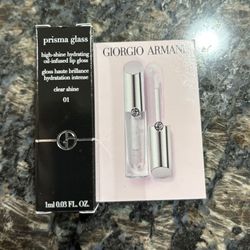 NEW GIORGIO ARMANI PRISMA GLASS HIGH SHINE HYDRATING OIL INFUSED LIP GLOSS MINI IN CLEAR GLASS $7!