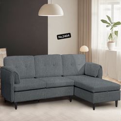Sectional Sofa Couch with Reversible Storage 3 Seat L-Shaped for Living Room,Dark Grey