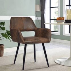 Contemporary/Modern Faux Leather Upholstered Dining Arm Chair (Metal Frame) 
