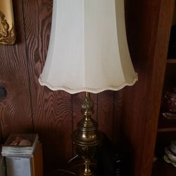 Two Beautiful Heavy Brass Lamps With Nice Shades