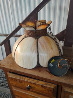 Vintage SLOT GLASS LIGHT FIXTURE $65