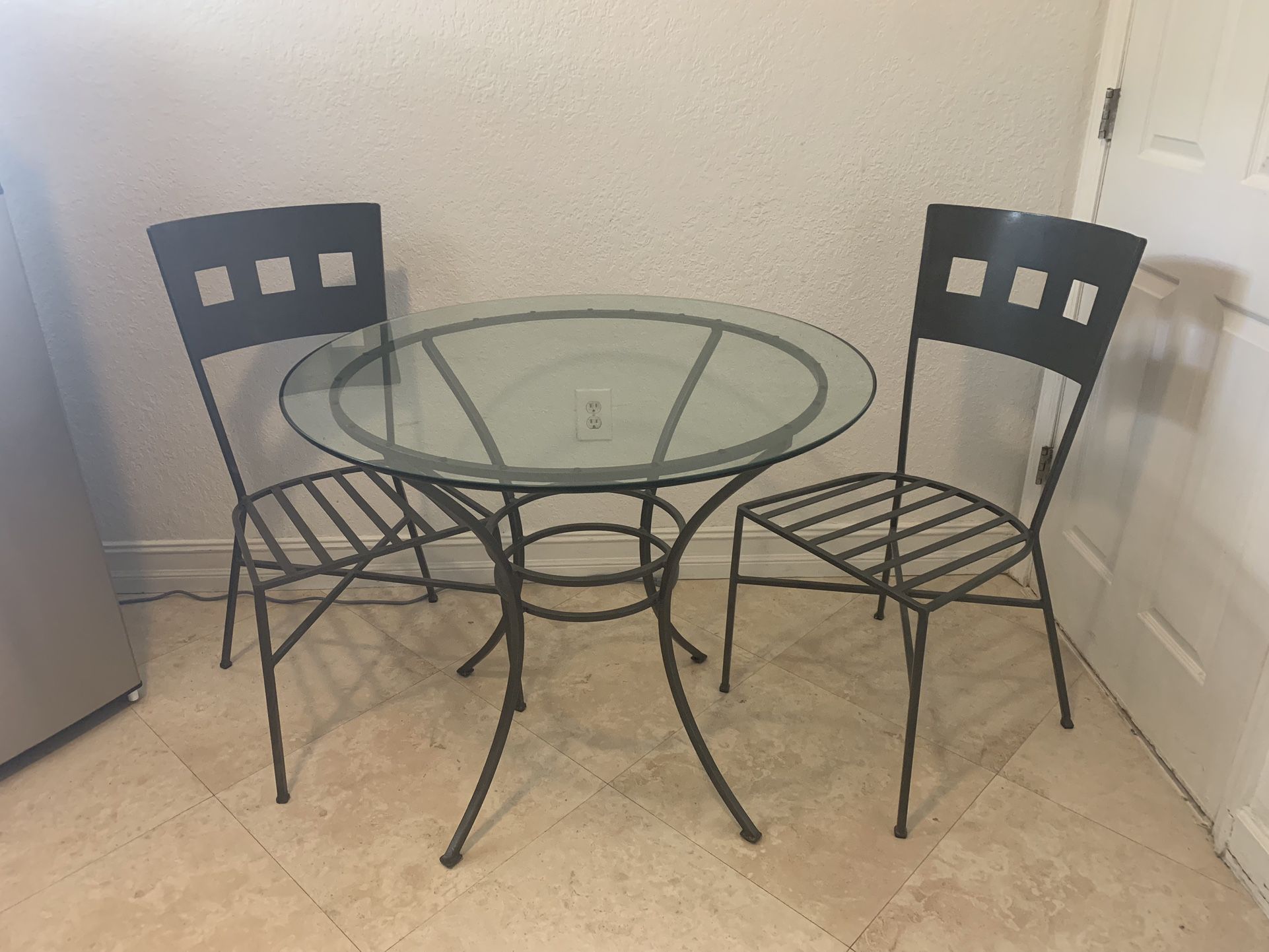 Glass Table With Two chairs 