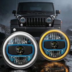 7" LED Headlights for Jeep Wrangler 1997–2018 CJ TJ JK JKU LJ,Dynamic Startup Animation, High & Low Beam with Halo DRL & Turn Signal, Easy to Install,