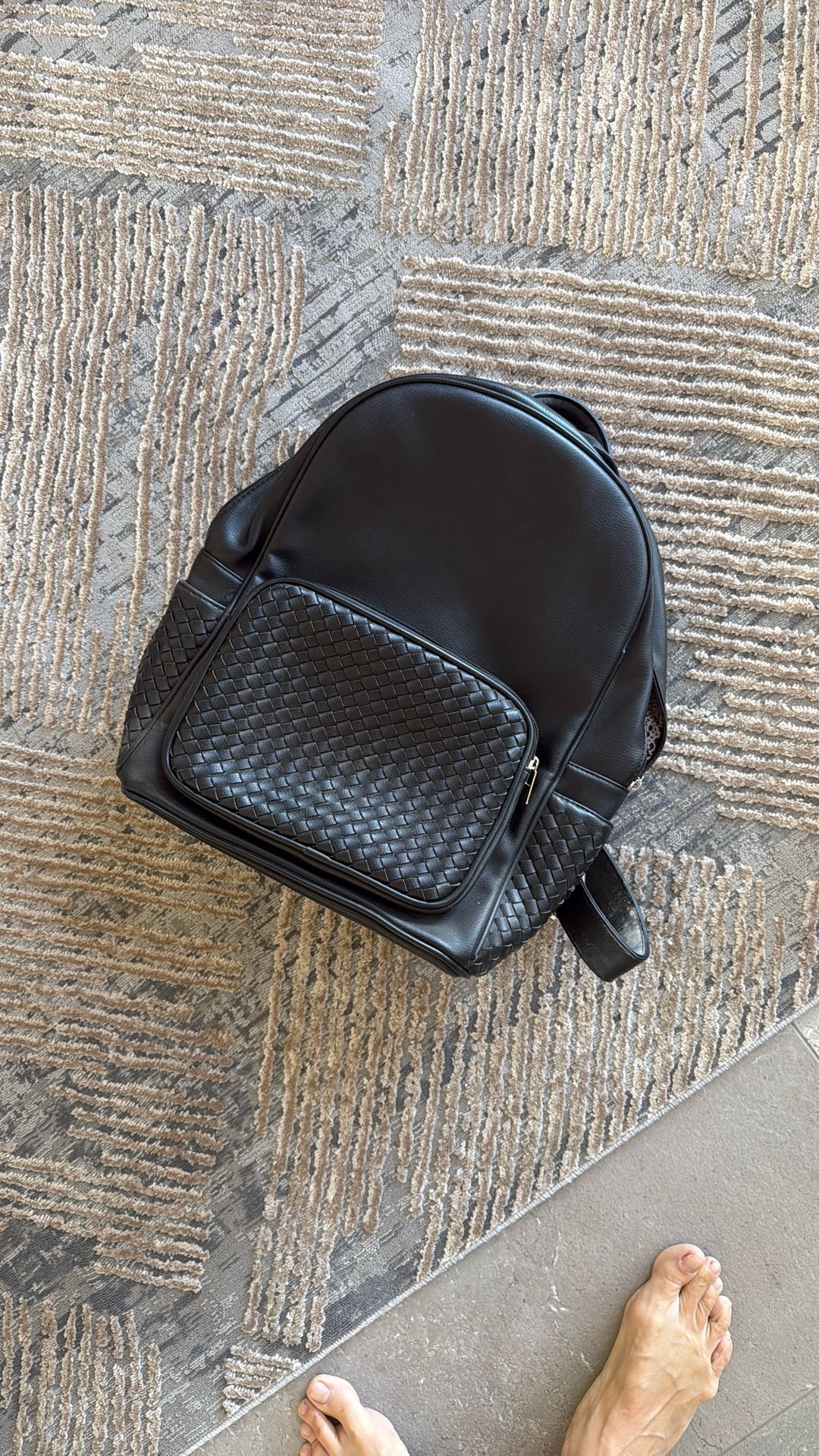 Karla Hanson Black Woven Backpack Like New