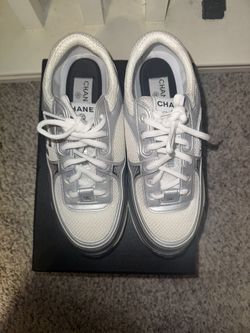 Channel Cc Logo Sneaker White And Sliver 