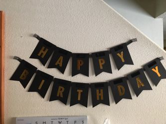 Gold and black Happy Birthday banner