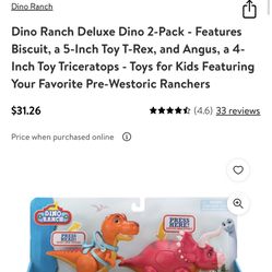 Dino Ranch Deluxe Dino 2-Pack - Features Biscuit, a 5-Inch Toy T-Rex, and  Angus, a 4-Inch Toy Triceratops - for Kids Featuring Your Favorite