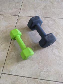 15lb and 8lb dumbbells