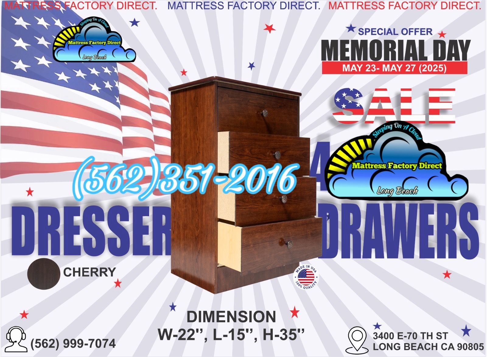 Four Drawer Cherry Compressed Dresser Mueble 
