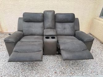Gray Faux Leather Manual Reclining