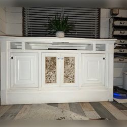 Beautiful Solid Wood Cabinet with Shiplap Sides and Faux Cowhide--ALL INFO IS IN THE AD