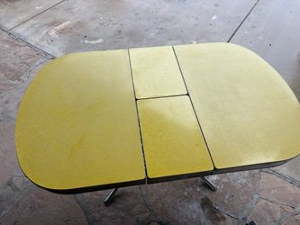 Vintage Yellow Formica Dining Table with Leaf
