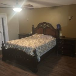Queen Bedroom Set Includes two Nightstands And Large Armoire/TV Cabinet 