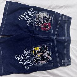 Embroidered Jean Shorts