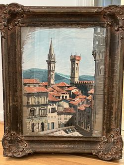 Beautifully Framed Original Pastel “Florence 1953” by James Seeman 