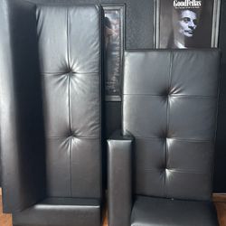2 Piece black Leather Sofa