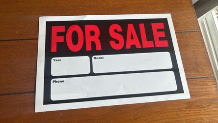 For Sale Sign with Year Model Phone Fields
