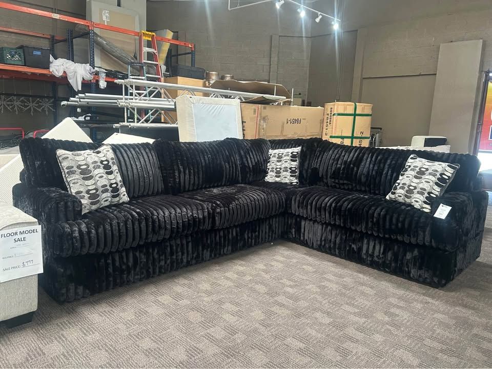 Deep and comfy black modern sofa sectional