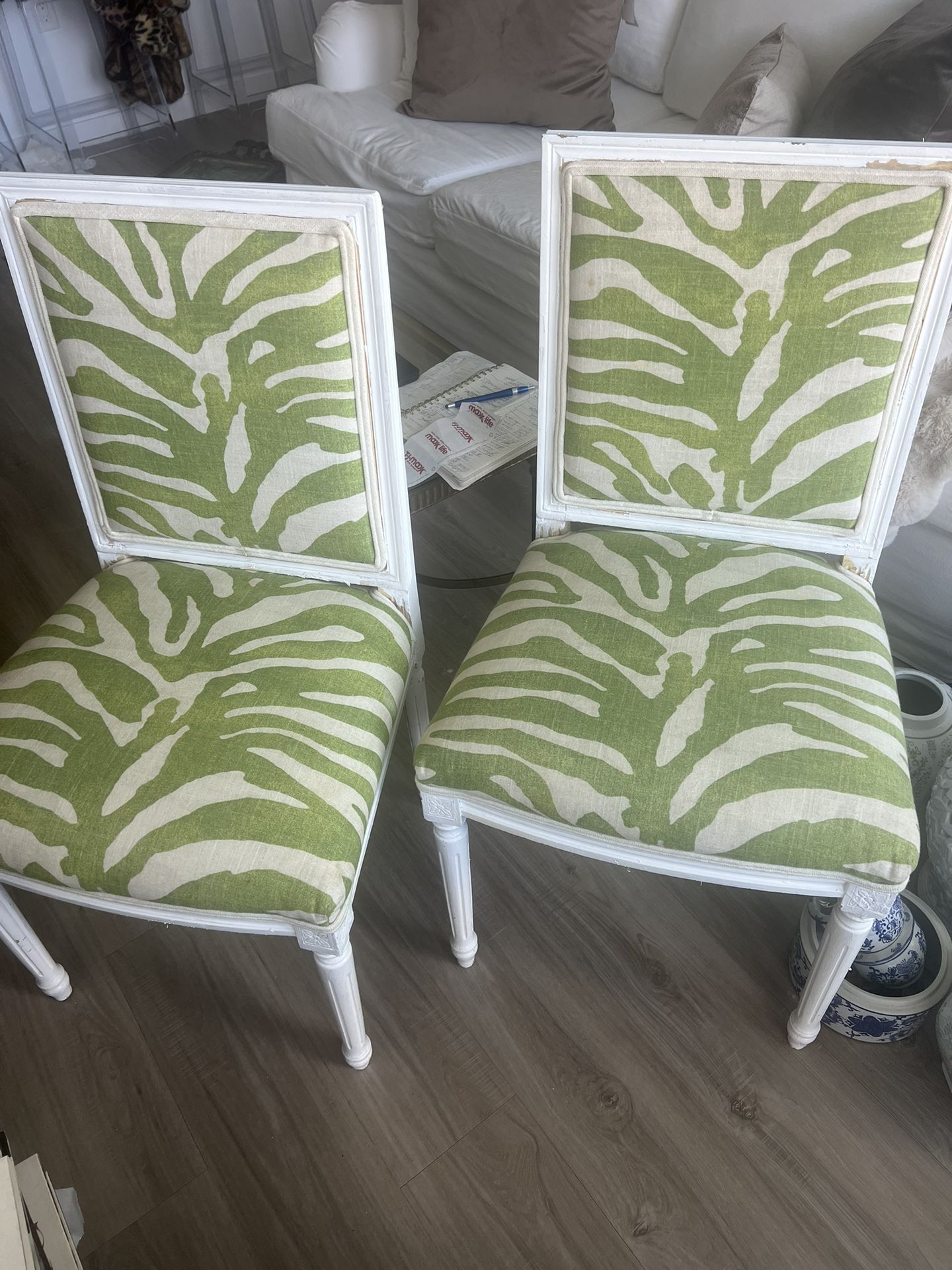 Set 4 French Chairs New Fabric Linen