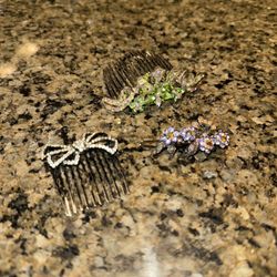 Set Of 3 Crystal Hair Accessories 