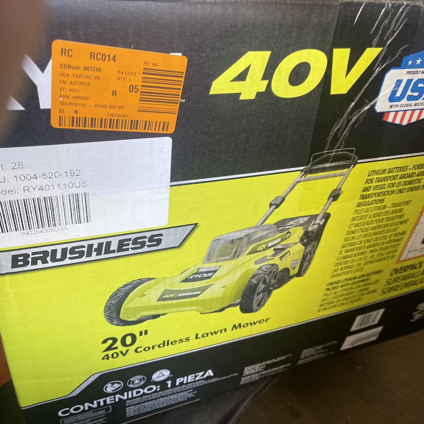 RYOBI 40V Brushless 20 in. Cordless Battery Walk Behind Push Lawn Mower with 6.0 Ah Battery and Charger