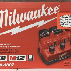 Milwaukee 12V & 18V 6-Port Sequential Rapid Battery Charger 3 12V & 18V Ports New 