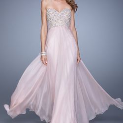 La Femme Blush Chiffon Gown Size 2