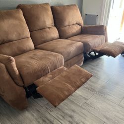 Suede Brown Couch In Excellent Condition 