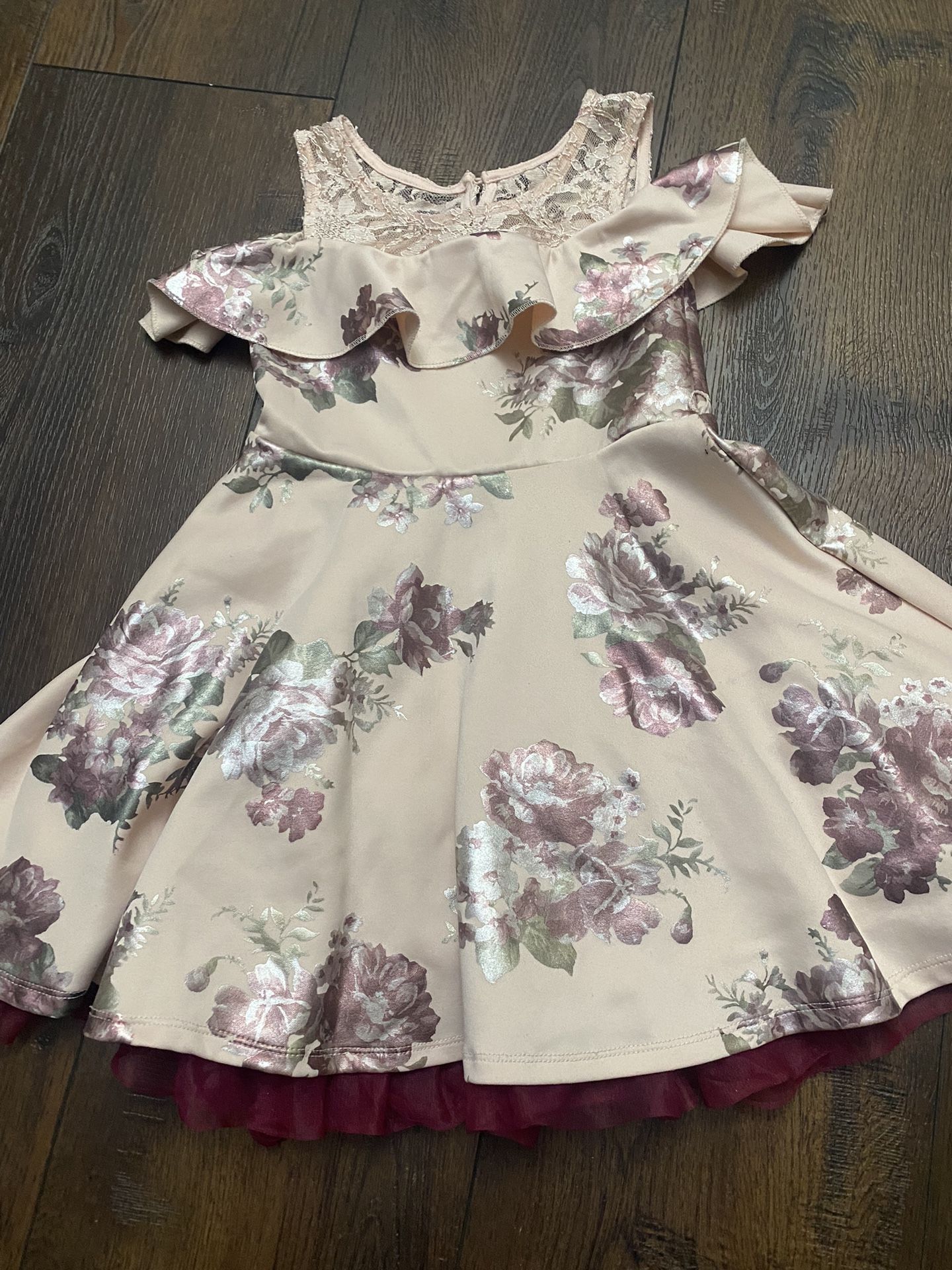 Girls Pink Flower Dress Size 7 By Beautees #4