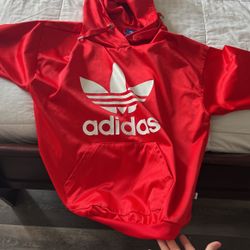 Satin Red Adidas Hoodie 