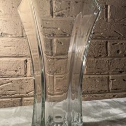 10” Tall Hoosier  Hexagon Vase, Heavy Glass, 3 Lbs.