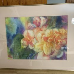 Beautuful Large Original Floral Watercolor Painting “Ruby’s Begonias” by Anne West