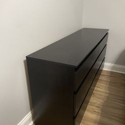 IKEA (MALM) 6 Drawer, Black Modern Desk
