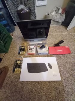 ( New & Used ) Big Lot Of Computer Stuff. Polaroid Monitor, Jelly Comb Keyboard, Belkin Stuff
