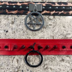 Bundle Red and black studded and killstar cheetah print choker