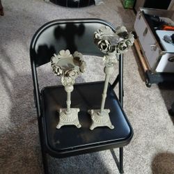 Set Of Antique Roses Candelabra 